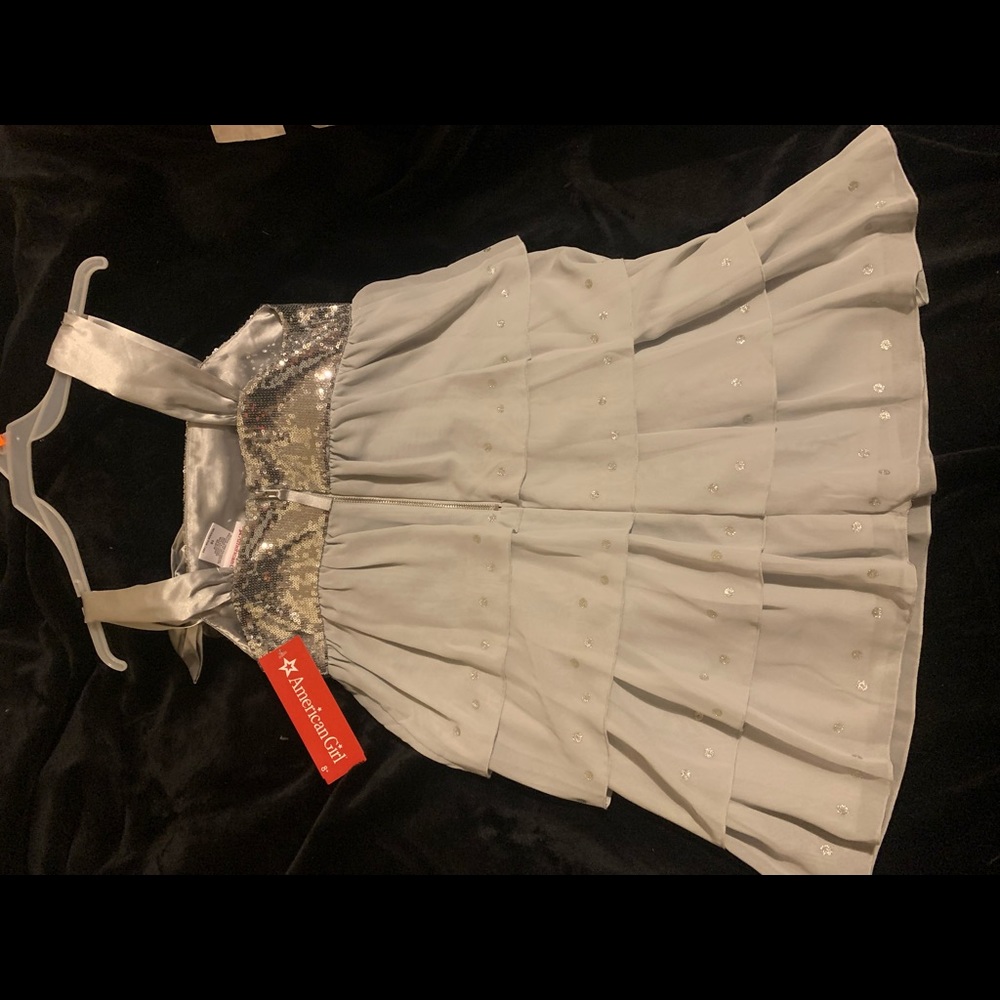 American Girl Silver Shimmer Dress Girls Size 10.  NWT